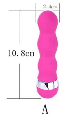 Six styles of mini realistic plastic dildo vibrators for women, showing vaginal and dual-stimulation designs.