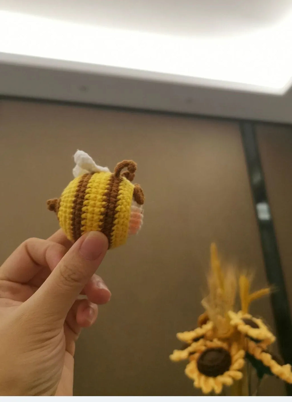 Handmade crocheted bee colony pendant for woolen dolls in plush material