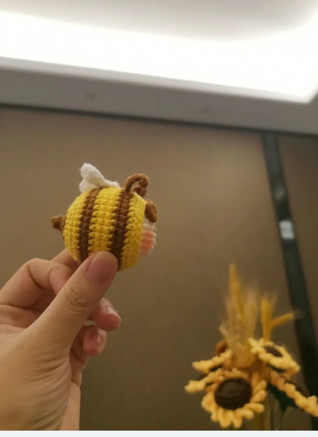 Handmade crocheted bee colony pendant for woolen dolls in plush material
