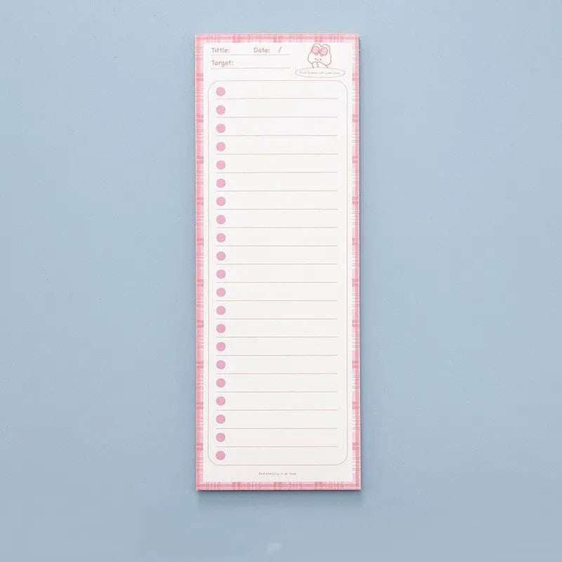 Simple Ins plastic cartoon notebook in blue, showing tall 90mm by 248mm size and double tape paper cover.