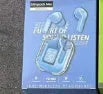 Transparent Bluetooth headset with breathing light and digital display in black