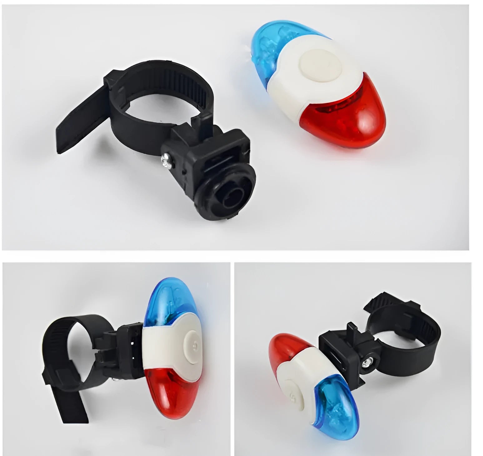 Red and blue LED tail light with four beads and adjustable mounting base