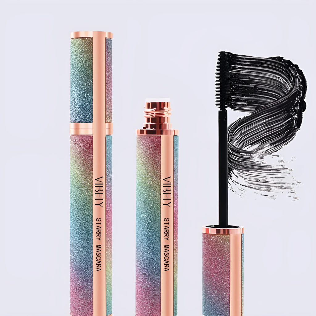 Black 4D waterproof mascara tube with applicator for long thick lashes