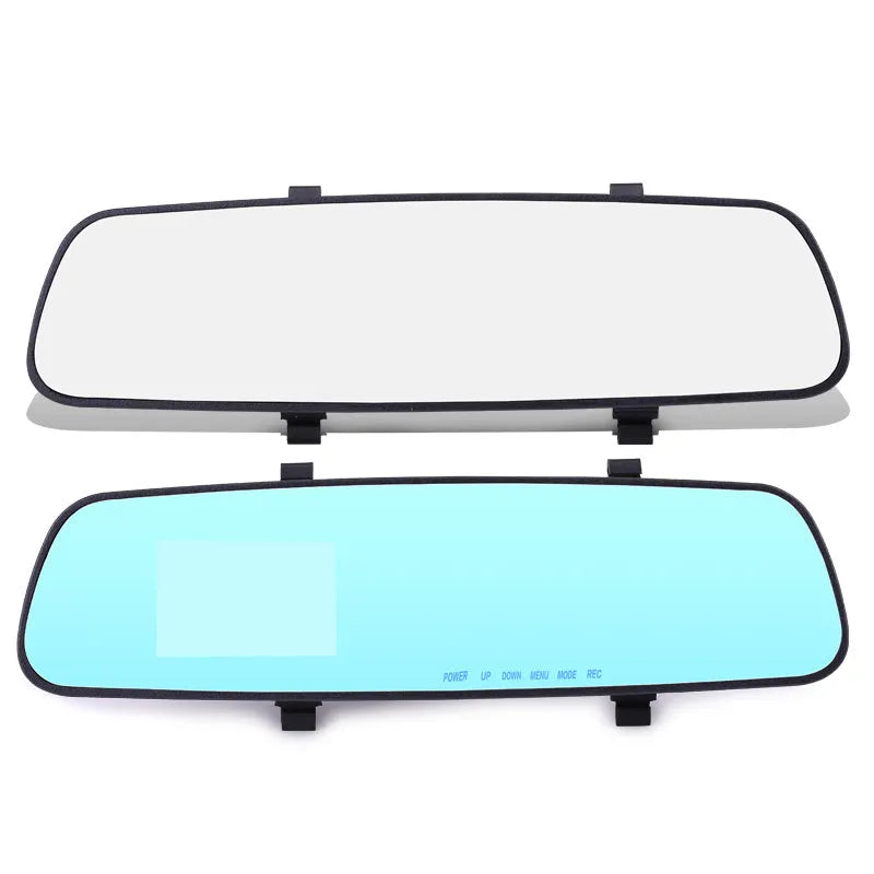 1080P HD rearview mirror driving recorder with 2.4-inch display, 100-degree lens, and black edged dual lens option