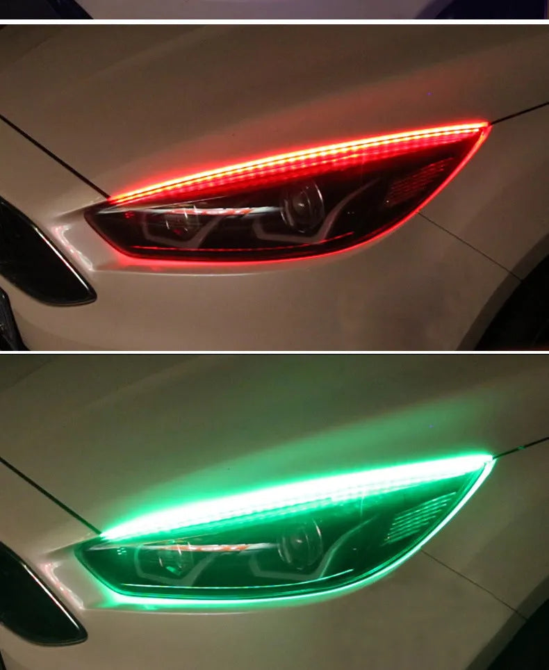 Set of universal LED daytime running lights with remote control for General Motors cars.