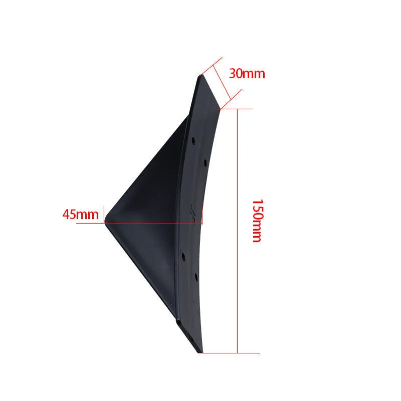 Four black ABS plastic triangle rear spoilers measuring 15cm with installation hardware