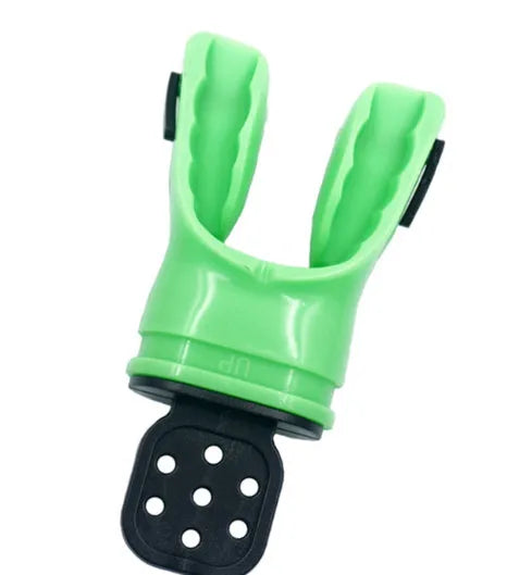 Edible silicone diving mouthpiece, 110mm long, shown in various colours including transparent and solid options.