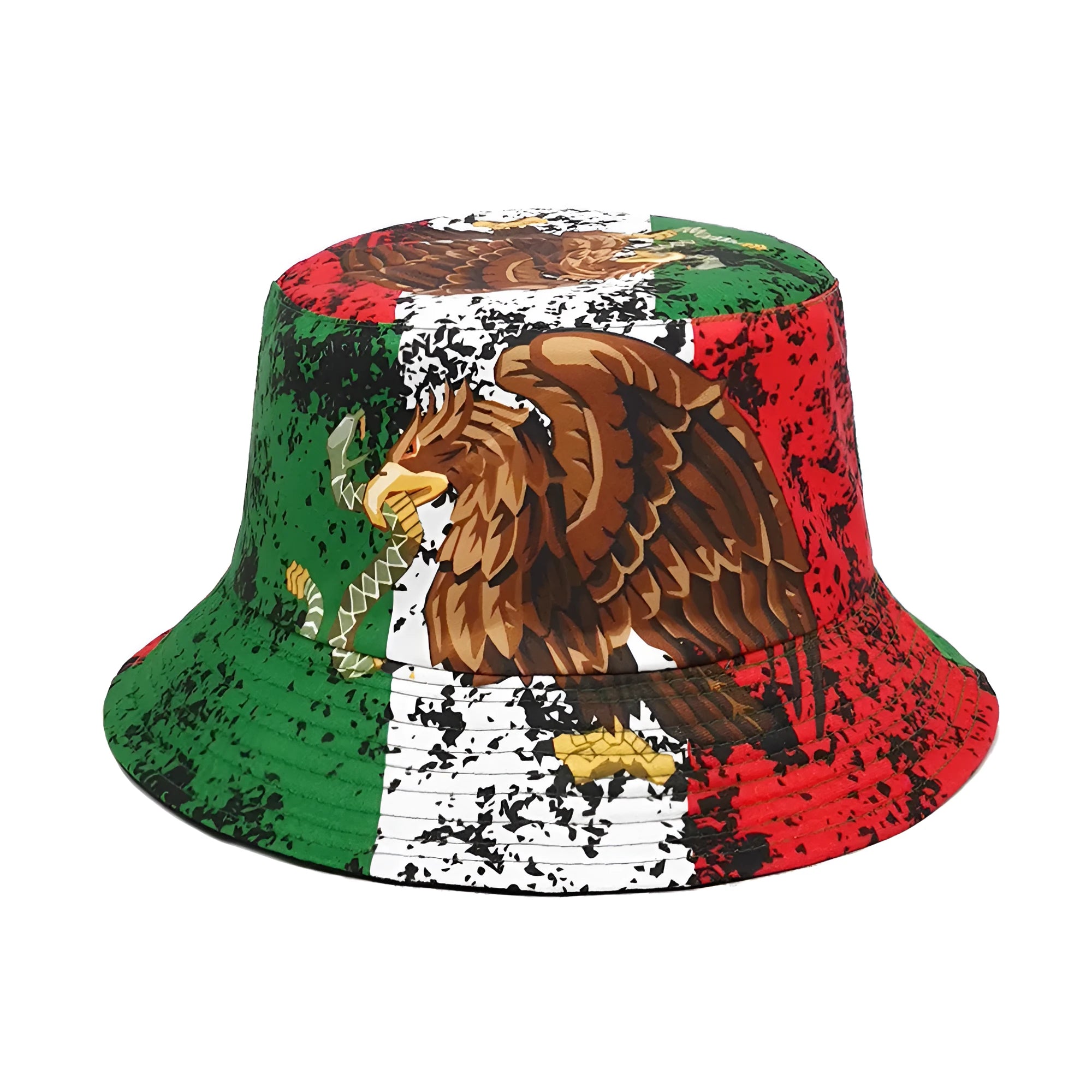 Eagle pattern printed bucket hat with dome crown in M size fitting 56-58cm head circumference