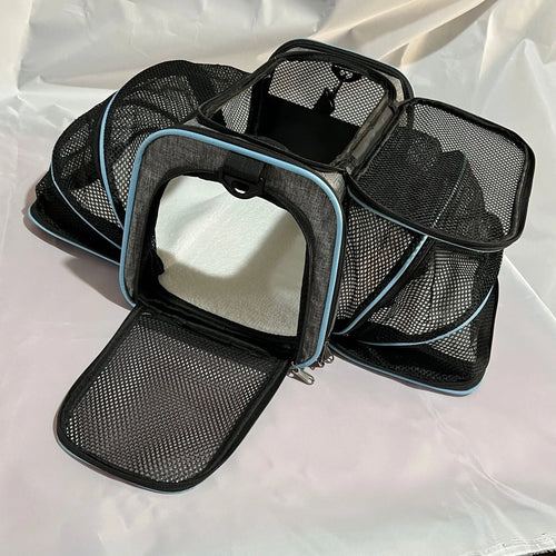 Cat carrier bag in solid colour with 600D cation fabric construction and portable design