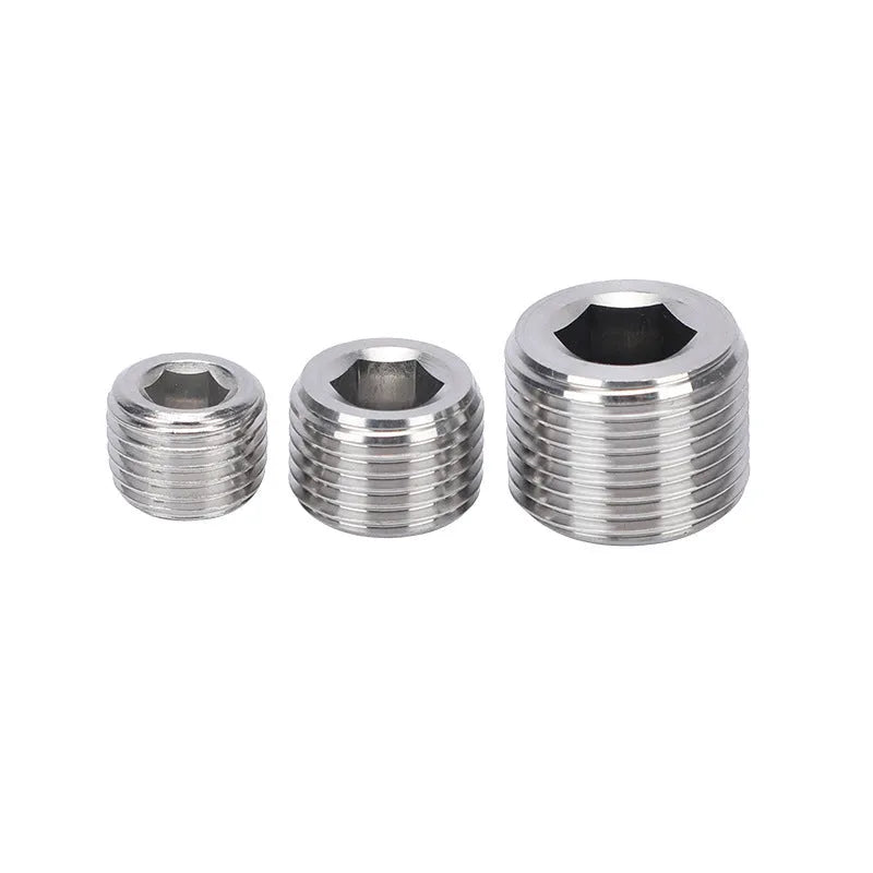 Stainless steel hexagon pipe plug with 3/8 BSP thread for industrial bulkhead installations
