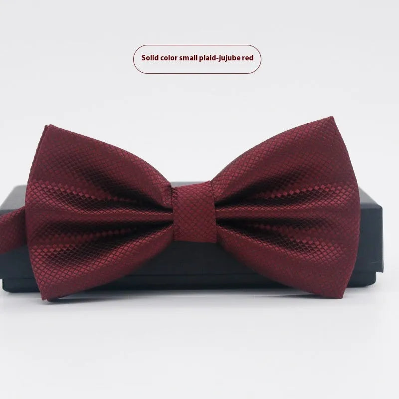 Solid colour flat head polyester bow tie for formal wear and weddings