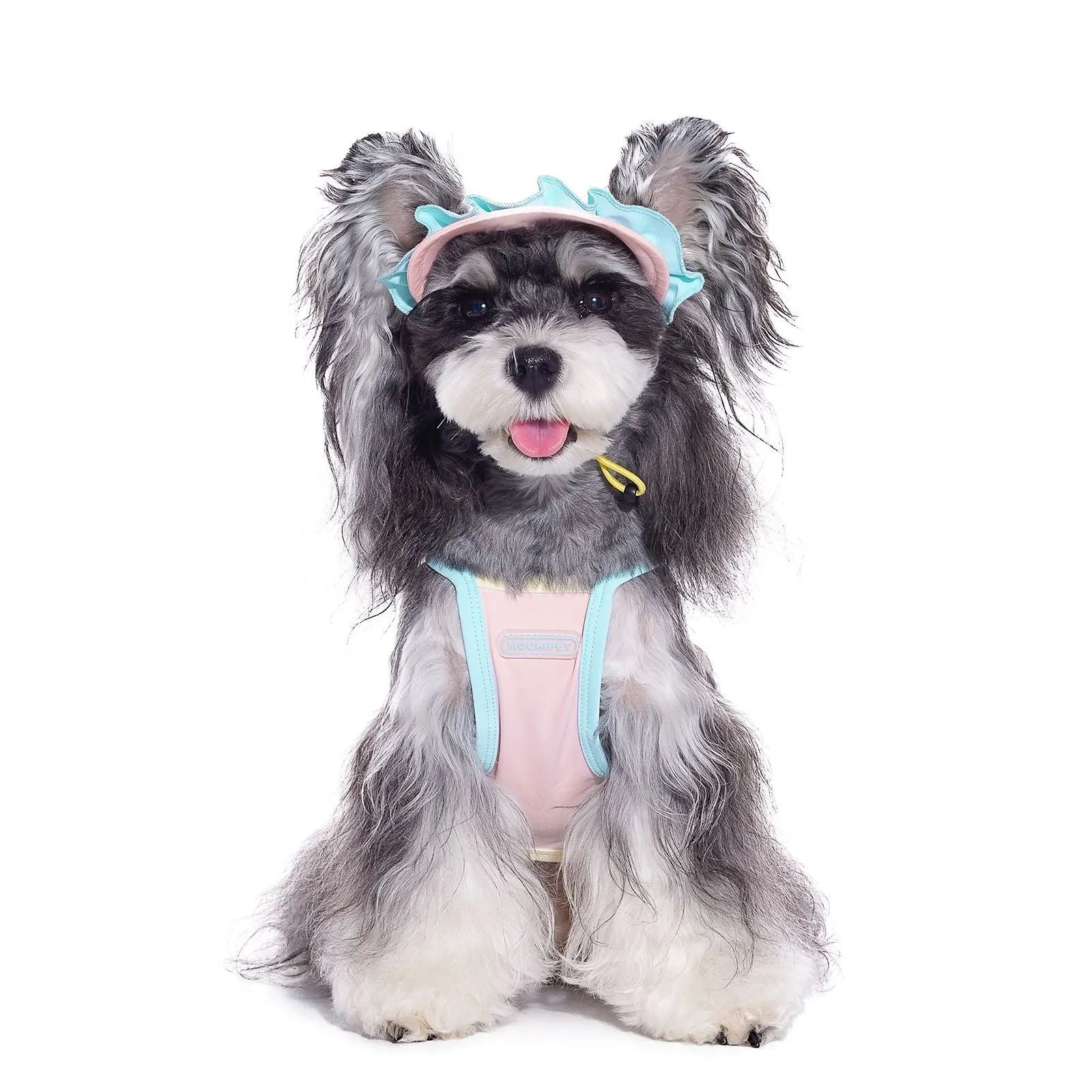 Pink dog hat with exposed ears for small dogs, 88% nylon 12% spandex, summer casual style