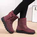 Winter fabric casual cotton snow boots with Velcro fastening, round toe, and 3.5cm rubber sole