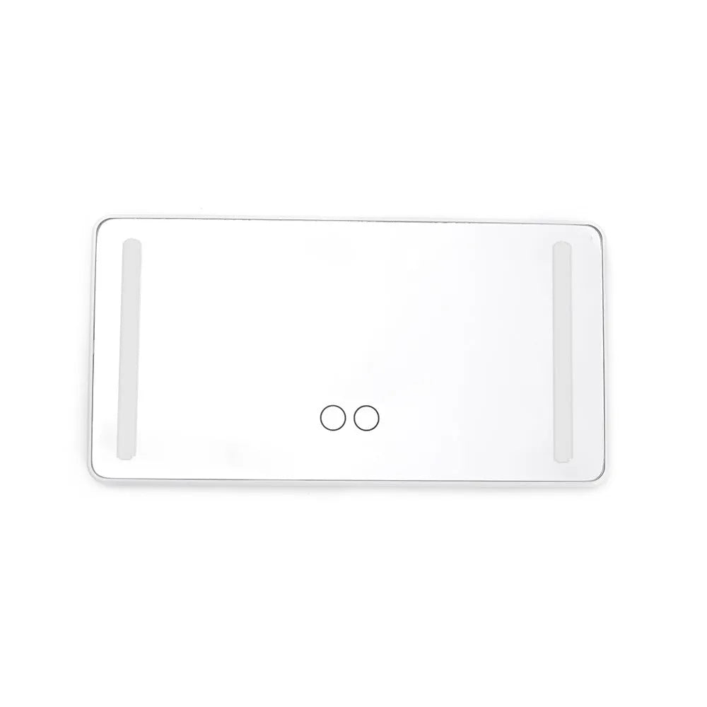Automotive sun louver mirror with LED touch lamp on car co-driving sun visor, 260 x 135 x 9 mm, black light bar option