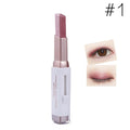 Two-color gradient eye shadow stick with smudge effect and push-button release
