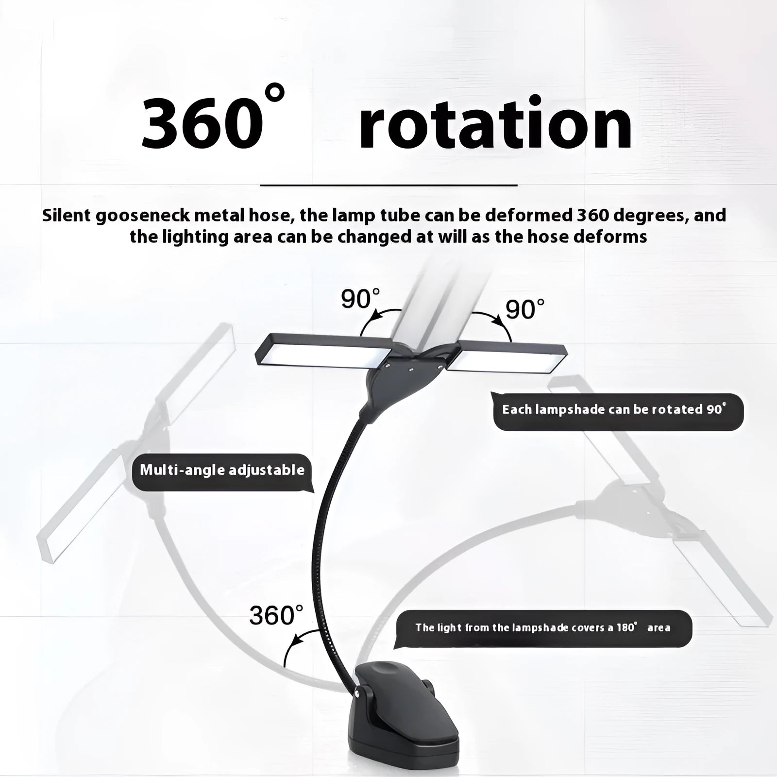 Black rechargeable music stand lamp with 28 LED lights on a metal music stand.