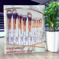 10-piece marble pattern makeup brush set with bag including large and small synthetic bristle brushes