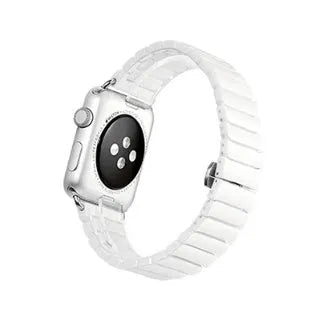 Ceramic stainless steel Apple Watch strap for 38mm and 42mm models in black and white