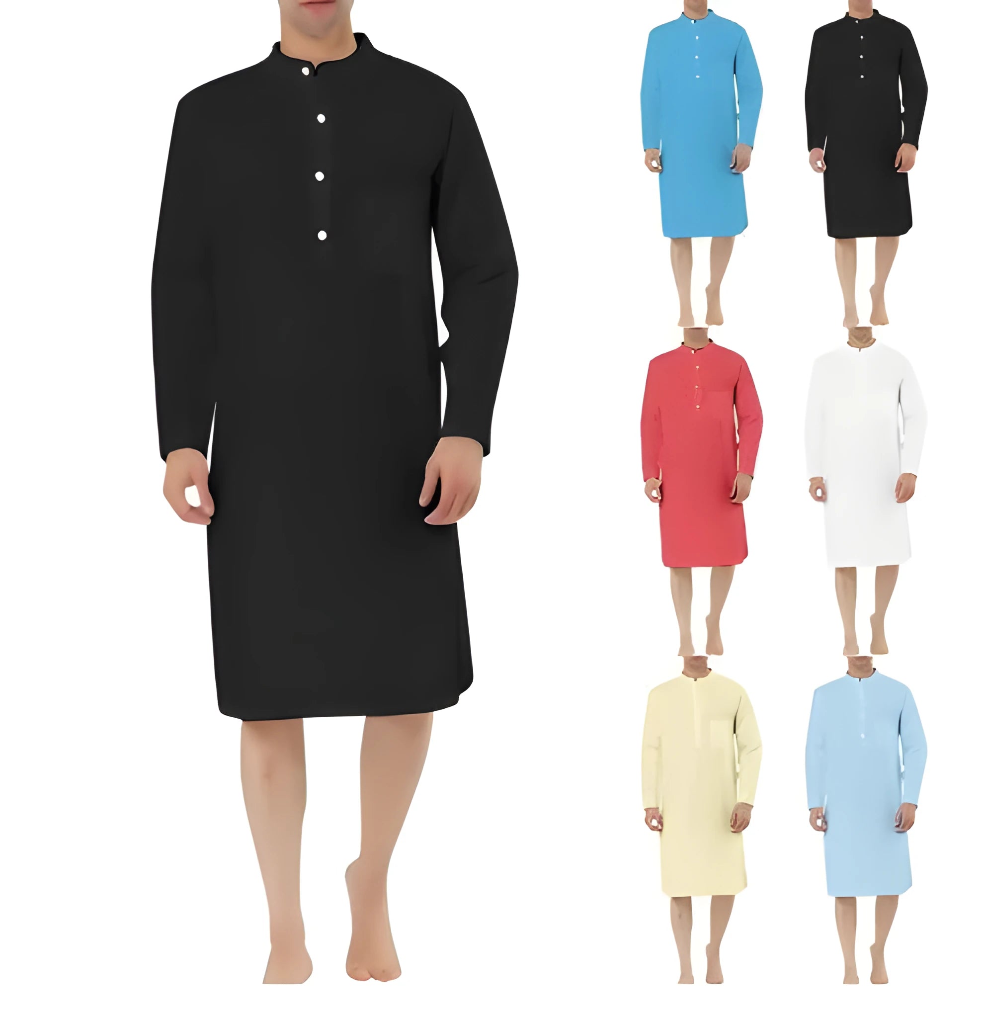 Men's cotton shirt robe in various colours with simple pocket design