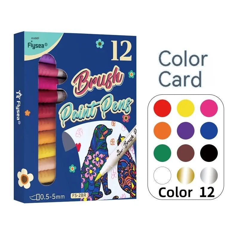 Set of soft tip gouache paint marker pens for hand lettering and acrylic art projects