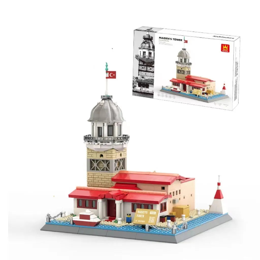 Wange building blocks set with over 800 ABS plastic pieces for landmark construction