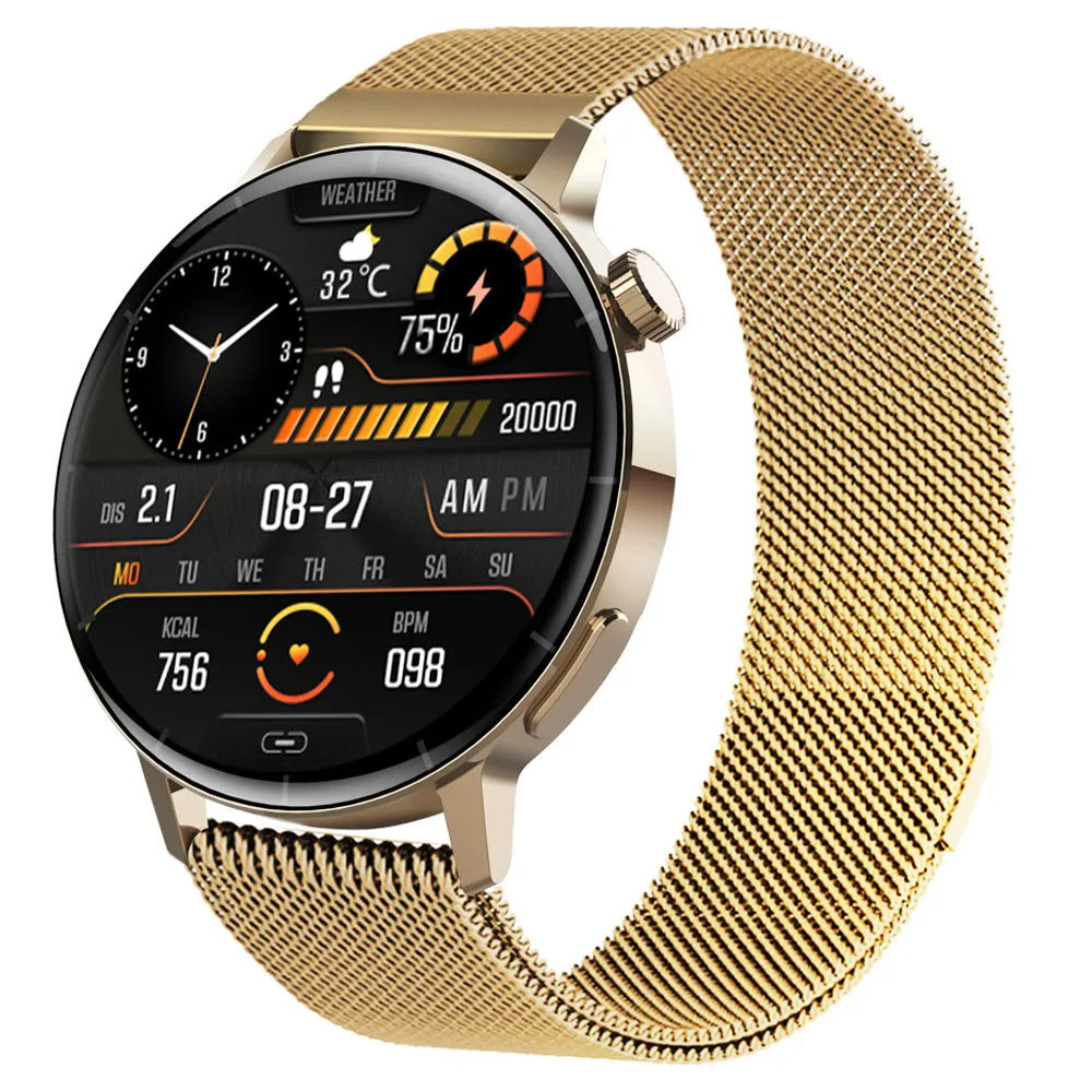 F67S smart watch with red light blood oxygen and glucose monitoring in black leather strap
