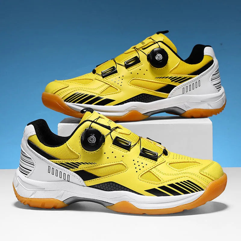 Yellow and black silver unisex casual sneaker with round toe and flat heel on size chart.