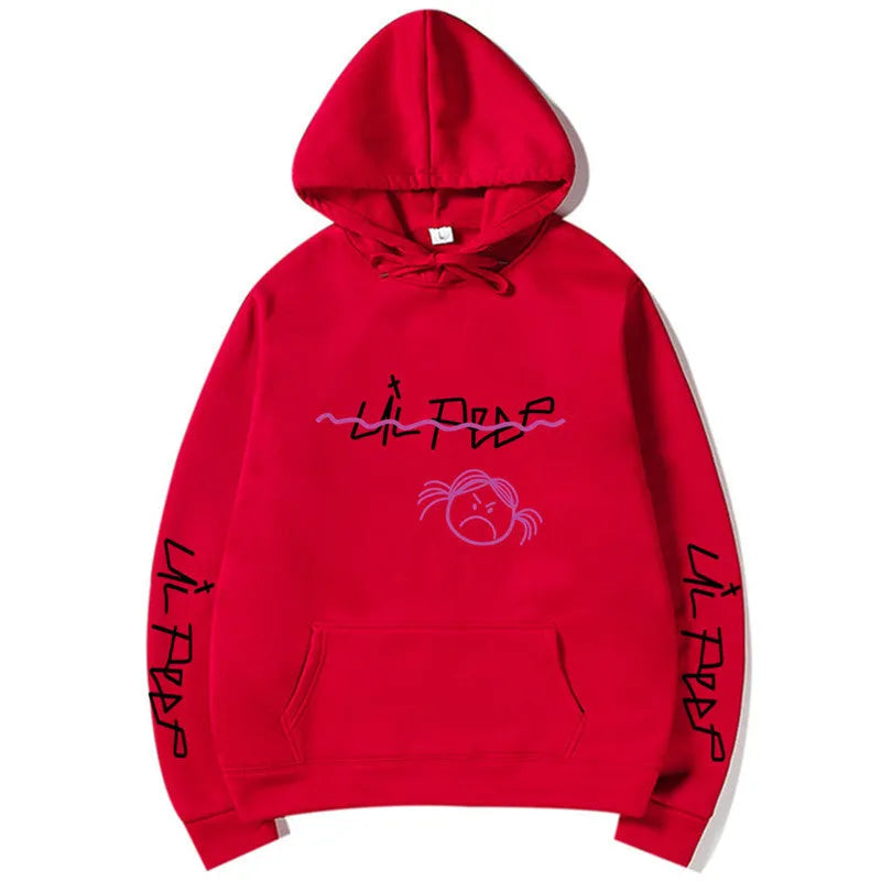 Lil Peep Love Winter hoodie in Beige, loose fit, hooded, printed Cry Baby design