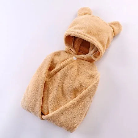 Soft cotton baby care hooded bath towel 65x110cm in pink with hood and border detail