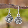 Retro geometric earrings with distressed ethnic prints in bohemian style