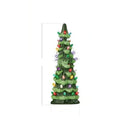 A resin European-style Christmas tree ornament with either coloured or warm white lighting.