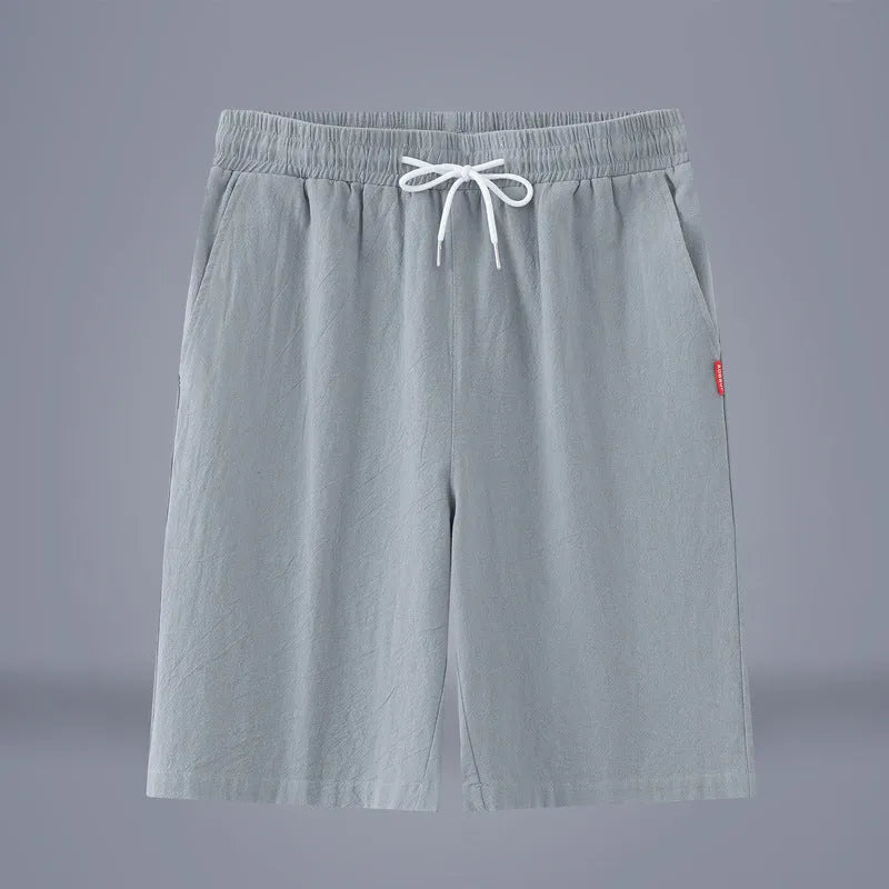 Cotton and linen cropped pants in army green with drawstring waist, shown as summer casual trousers