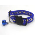 Luminous print cat collar, nylon strap, 1cm wide, 18-30cm long, in red blue purple black pink or rose red