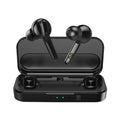 Black and white true wireless earbuds with Bluetooth 5.0 and IPX5 splash resistance.