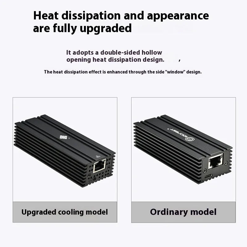 Black Leyu USB4 to RJ45 10 Gigabit Ethernet network adapter with attached USB-C cable.