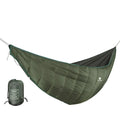 Green waterproof portable folding camping hammock made of 20D380T nylon grid cloth, 228x65cm size