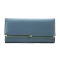 Fashion long wallet female simple card holder in solid colour with weaving and diamond pattern details and chain