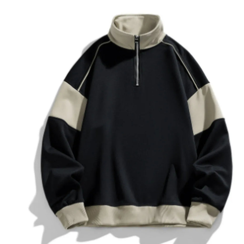 Men's hooded rabbit fur corduroy sweatshirt with drop shoulders and loose lapels in beige colour