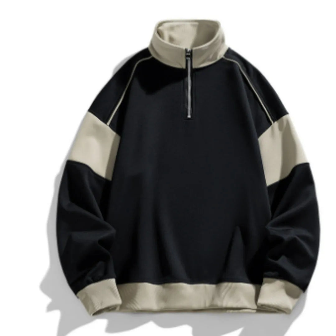 Men's hooded rabbit fur corduroy sweatshirt with drop shoulders and loose lapels in beige colour