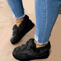 A pair of warm cotton casual shoes with a round toe, velvet lining, and a non-slip rubber sole in a choice of colours.