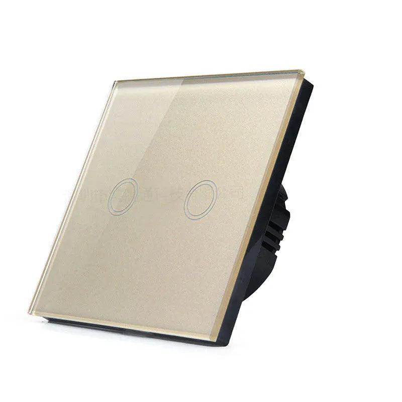 86 type tempered glass touch switch for low power lighting in black, gold or white finishes