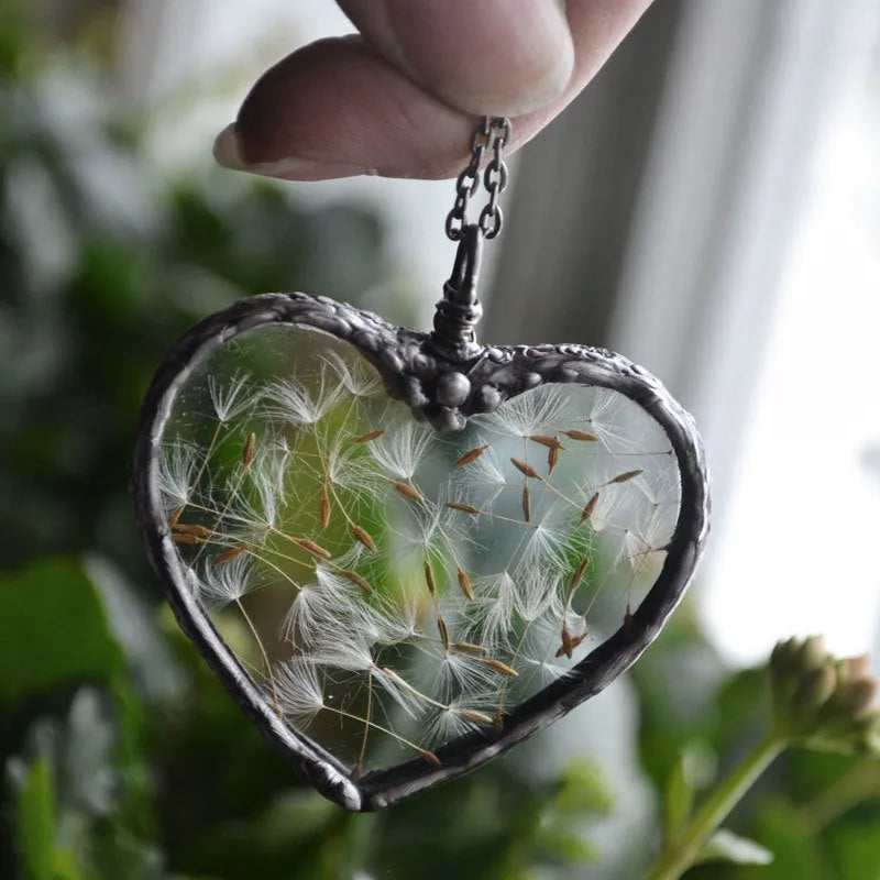 Creative Dandelion Love Wish Necklace diamond treated cartoon style pendant 4x4cm chain 40cm