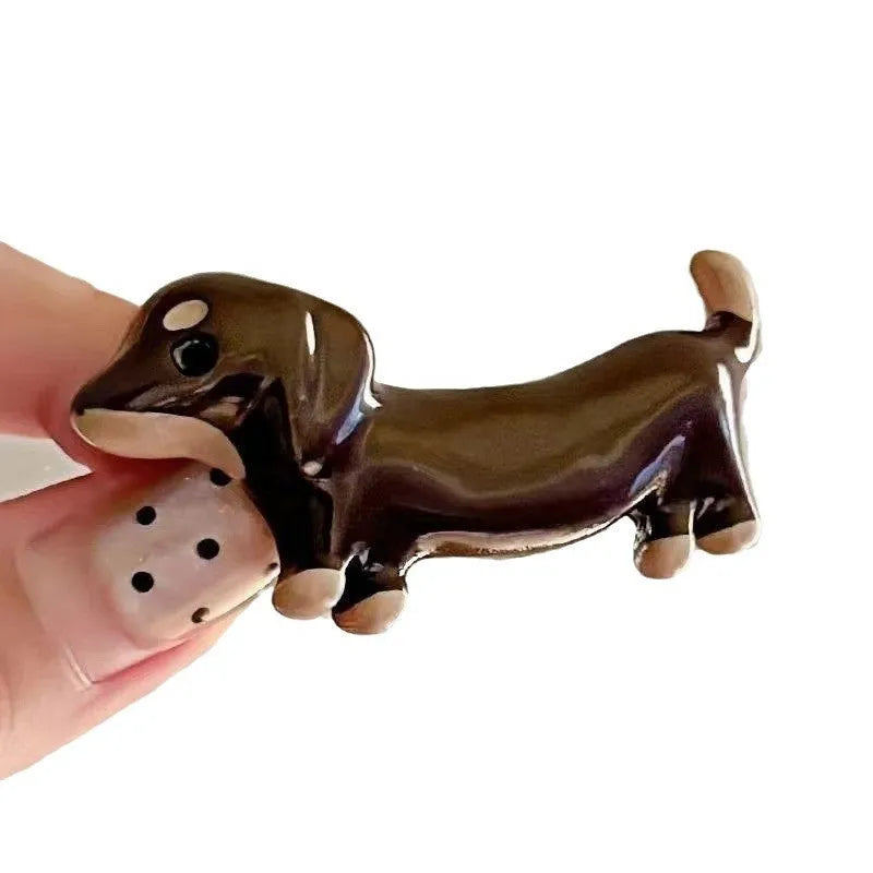 Dachshund dog hair barrettes with loose delicate styling and electroplating finish