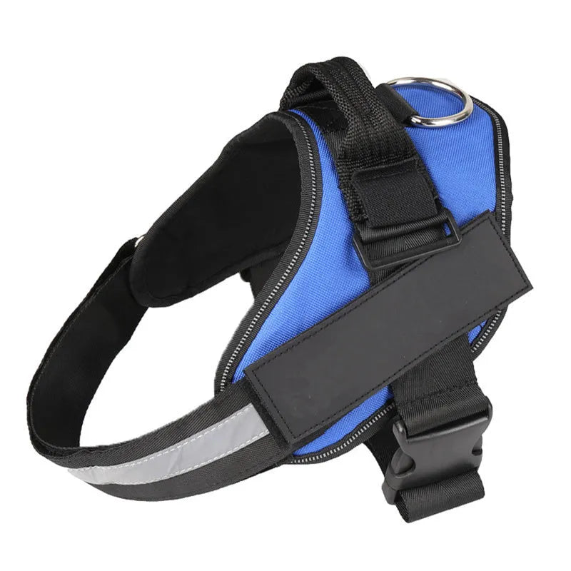 Reflective adjustable no-pull dog harness with handle on black labrador