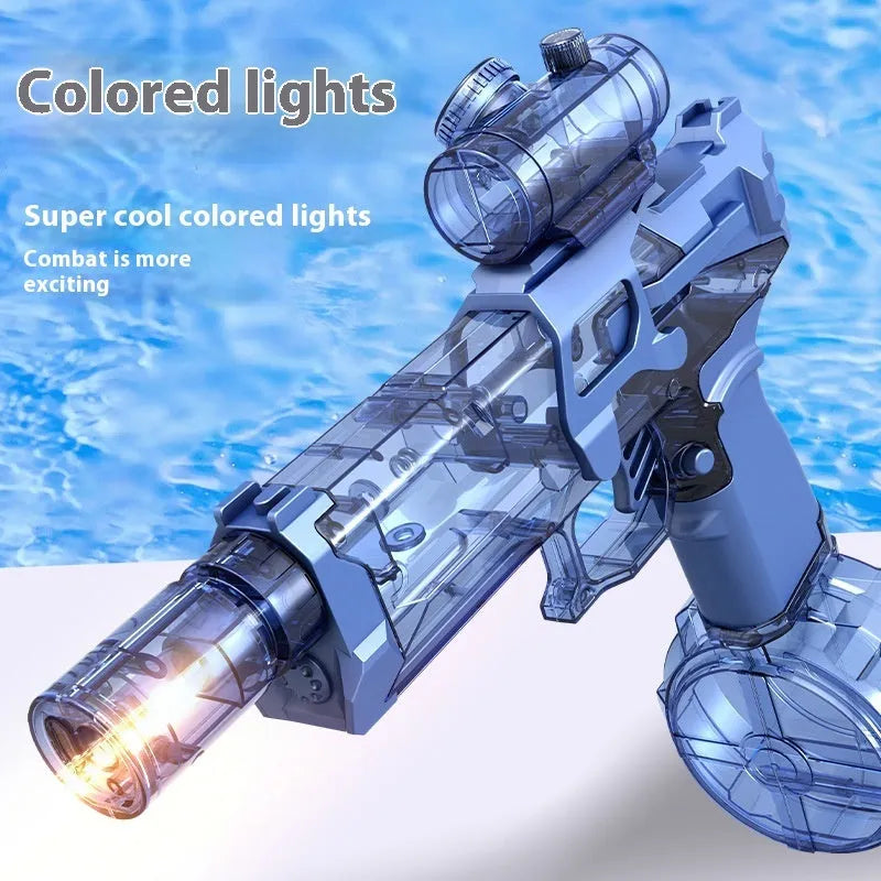 Electric water pistol in light version black or blue with automatic spray and USB charging cable