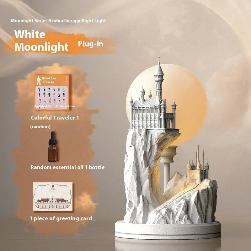 White composite gypsum table lamp with plug-in cord and wire control switch for bedroom night light