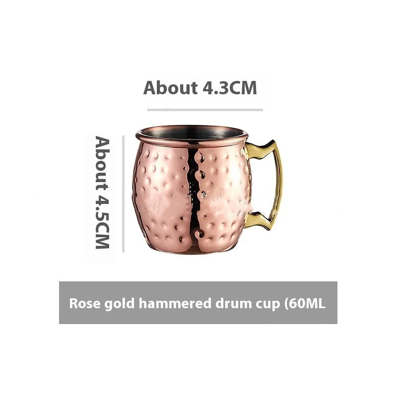 Stainless steel Moscow Mule cup with copper-plated finish in silver, gold, rose gold or black colour options