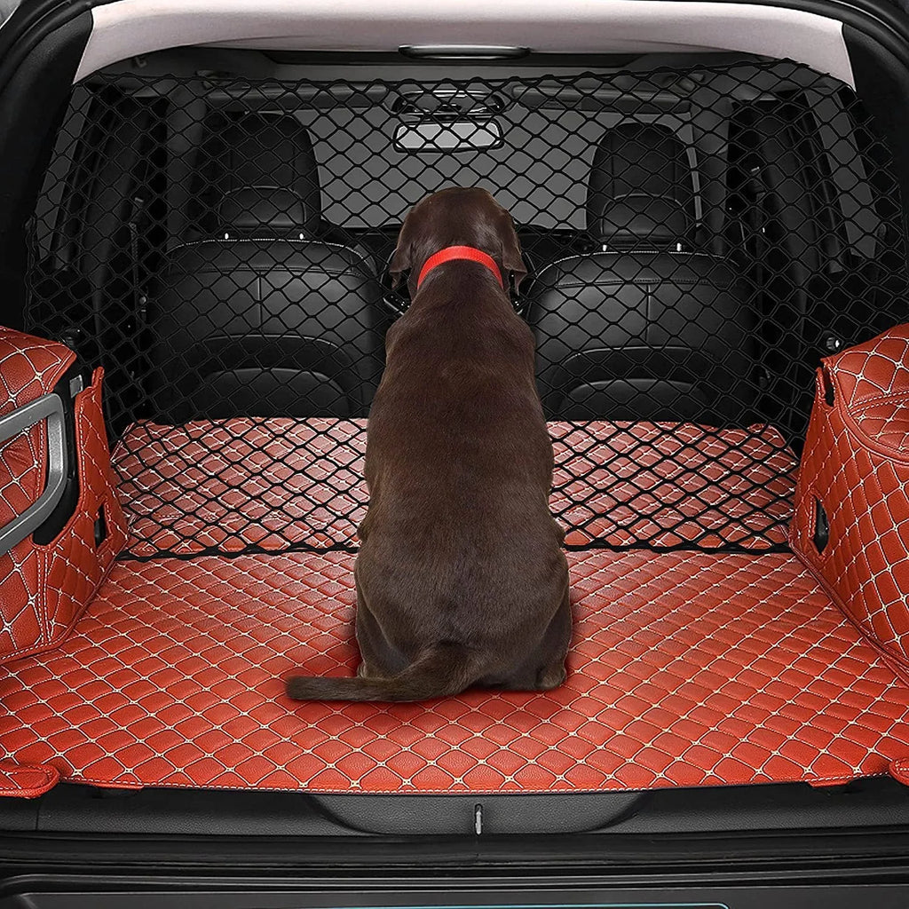 Black mesh dog car isolation net for hatchback, measuring 120cm by 70cm