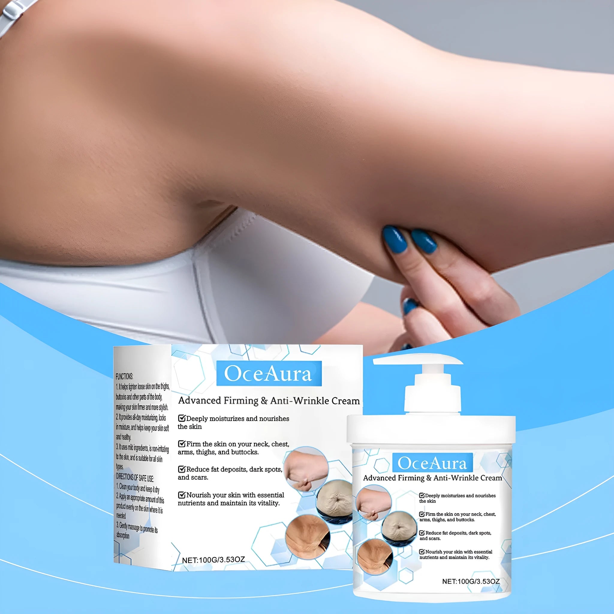 White tub of gentle moisturizing body cream 100g with hyaluronic acid and niacinamide