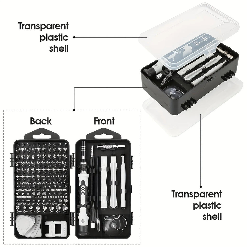 Screwdriver tool set 115 in one B with carbon steel cutter head, 45 steel PR cutter bar and 90mm cutter bar length